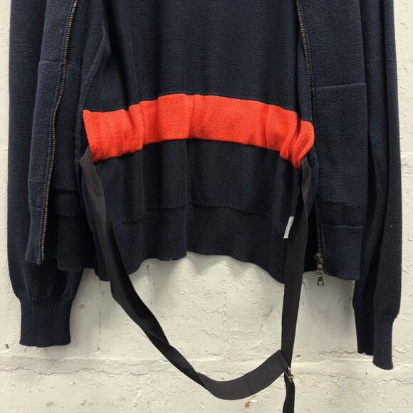 DRIES VAN NOTEN Navy Cotton Zip Up Cardigan - Picture 7 of 10